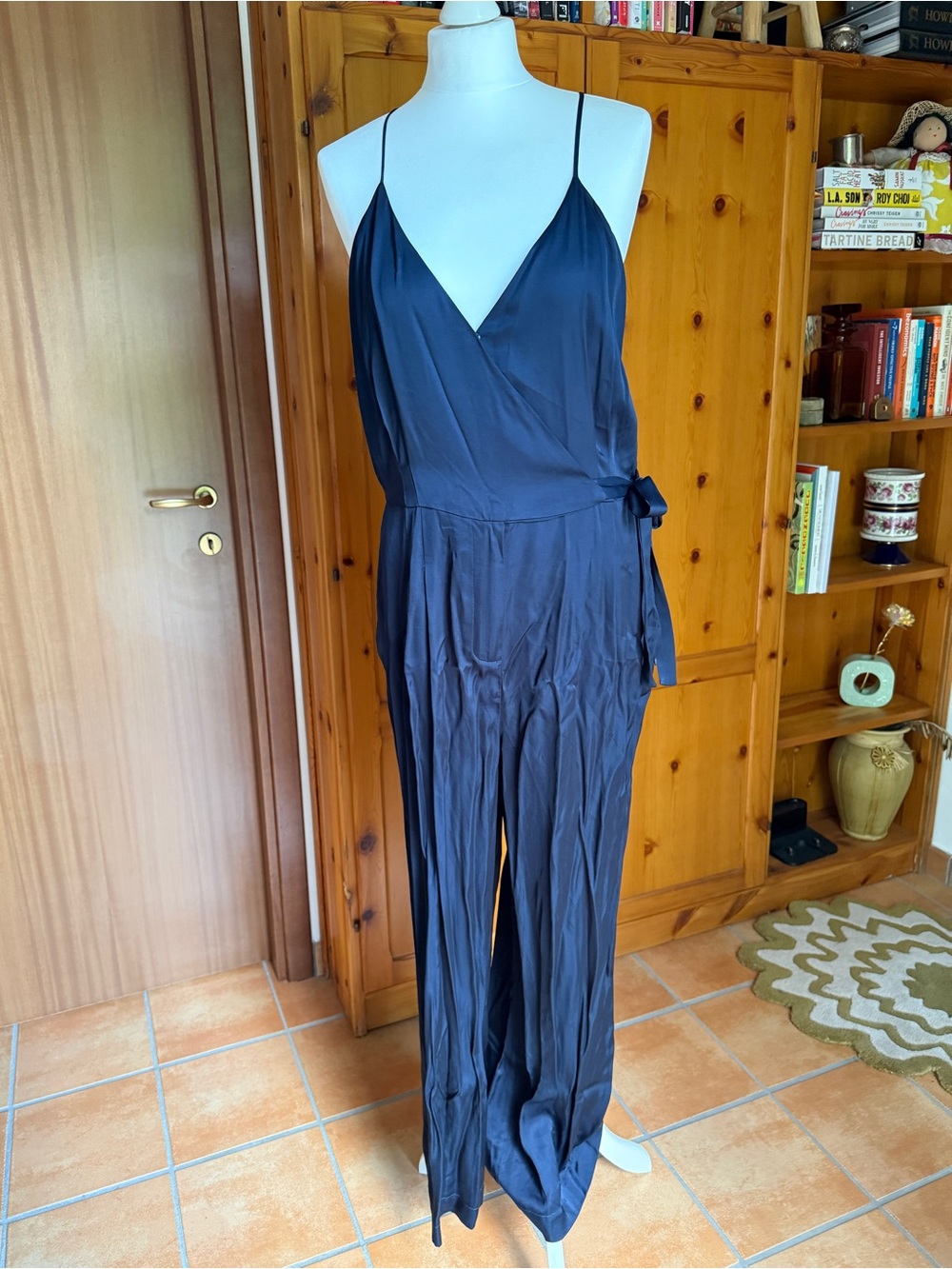 Scotch & Soda Navy Wrap-Front Jumpsuit with Tie Waist